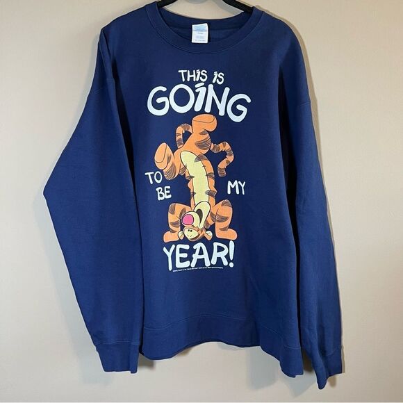 ✨ Disney Tigger Blue This is Going to be My Year Sweatshirt 2XL - Picture 1 of 10
